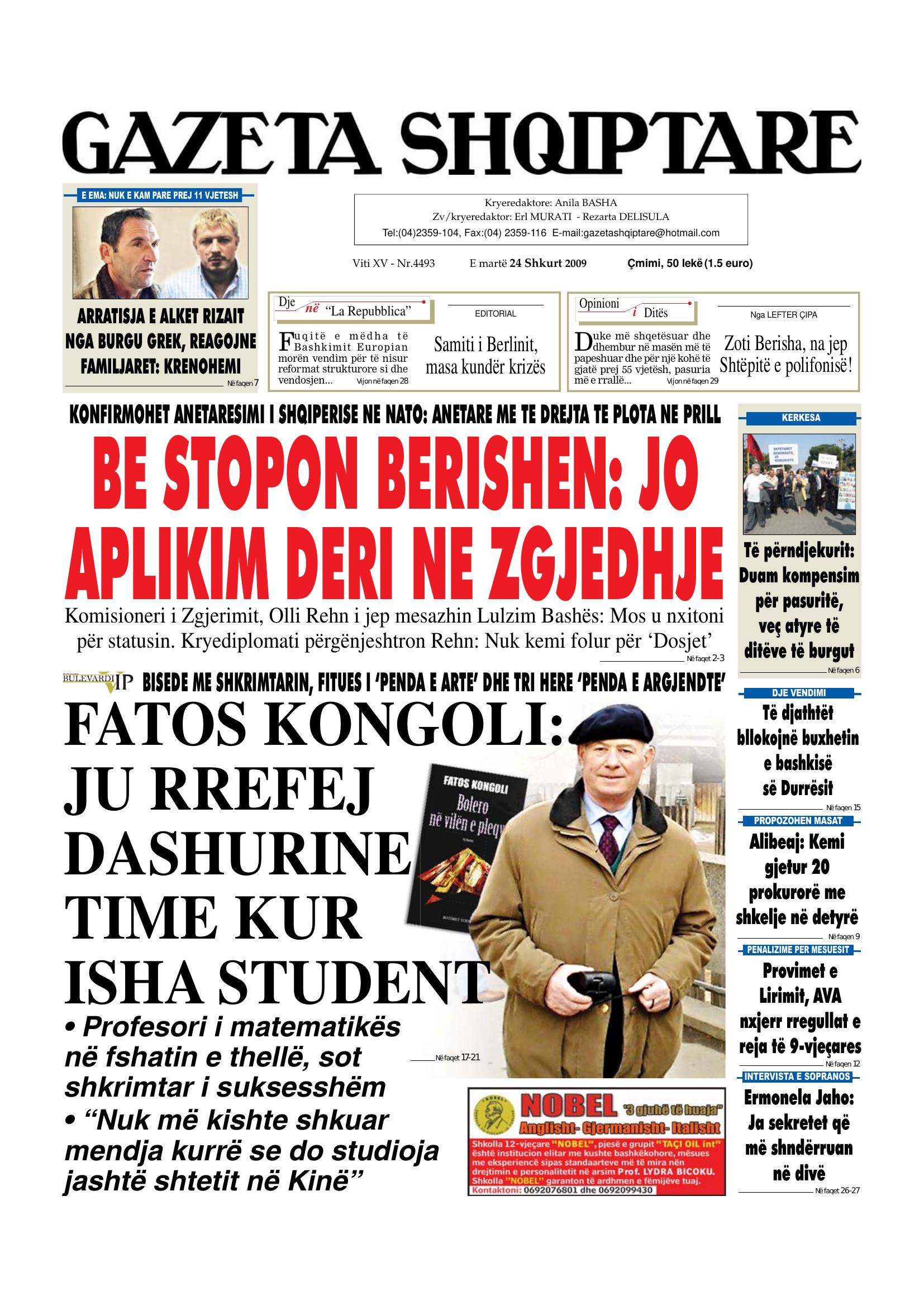 Gazeta Shqiptare 2009-02-24